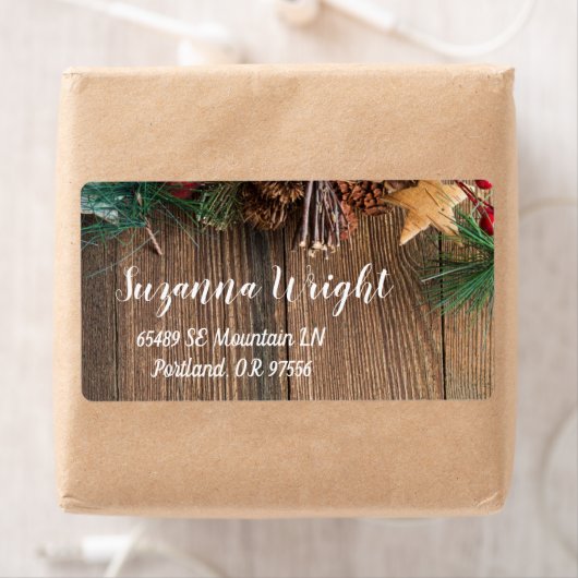 Rustiek Land Kerstlabel Etiket (Insitu)