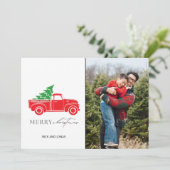 Rustiek Land Kerstmis Foto Plaid Feestdagenkaart (Staand voorkant)