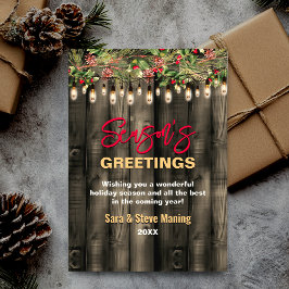 Rustiek Land Kerstmis groen Vakantie groet Feestdagenkaart