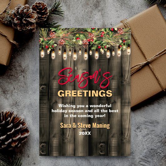 Rustiek Land Kerstmis groen Vakantie groet Feestdagenkaart