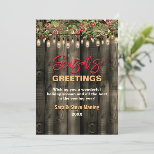 Rustiek Land Kerstmis groen Vakantie groet Feestdagenkaart (Staand voorkant)