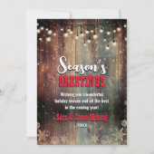 Rustiek Land Kerstmis lichte sneeuwvlokken groet Feestdagenkaart (Voorkant)