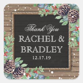 Rustiek Land Kerstmis Winter bruiloft gunst Vierkante Sticker