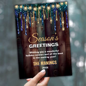 Rustiek Land Kerstvakantie Blauw glitter druppel Feestdagenkaart