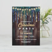 Rustiek Land Kerstvakantie Blauw glitter druppel Kaart (Staand voorkant)