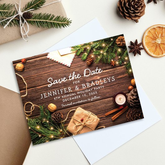 Rustiek Land Kerstvakantie Save the Date Aankondigingskaart