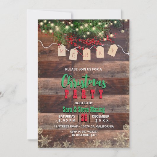 Rustiek Land Kerstverlichting bloemenfeest Kaart (Voorkant)