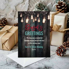 Rustiek Land Kerstverlichting bruin Vakantie Feestdagenkaart