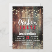 Rustiek Land Kerstverlichting sneeuwvlokken Party Kaart (Voorkant)