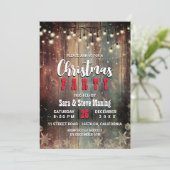 Rustiek Land Kerstverlichting sneeuwvlokken Party Kaart (Staand voorkant)