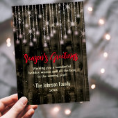 Rustiek Land Kerstverlichting Zwart groet Feestdagenkaart