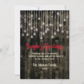 Rustiek Land Kerstverlichting Zwart groet Feestdagenkaart (Voorkant)