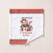 Rustiek Land Kerstwensen Schattige Varken Bad Handdoek (Wasdoekje)
