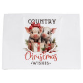 Rustiek Land Kerstwensen Schattige Varken Groot Cadeauzakje (Voorkant)