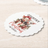 Rustiek Land Kerstwensen Schattige Varken Kartonnen Onderzetters (Gekanteld)
