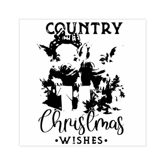 Rustiek Land Kerstwensen Schattige Varken Rubberstempel (Afrduk)