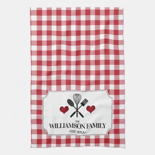 Rustiek Land Keuken Familienaam Theedoek (Verticaal)