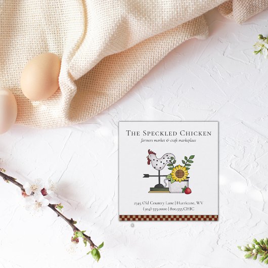 Rustiek Land Kip Haan QR code Vierkante Bus Visitekaartje