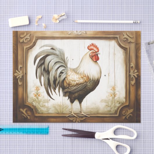 Rustiek Land Kippen Decoupage Weefsel Papier (Craft)