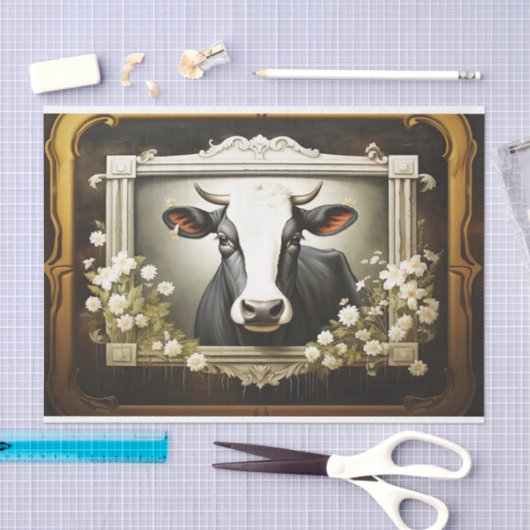 Rustiek Land Koe Venster Decoupage Tissue Papier (Craft)