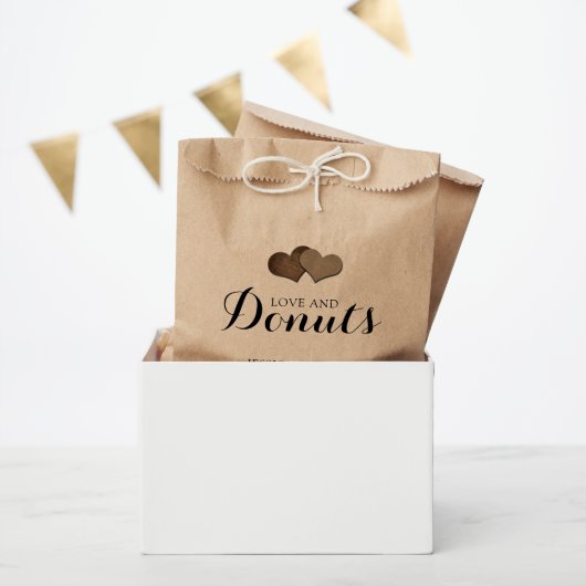 Rustiek Land Kraft Papier Liefde en Donuts Bruilof Bedankzakje (Feest)