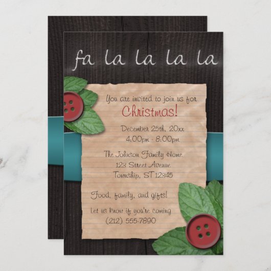 Rustiek Land La La La La La Uitnodiging (Voorkant / Achterkant)