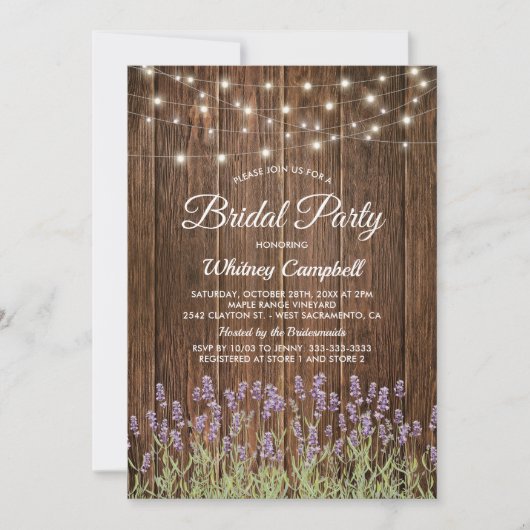 Rustiek Land Lavendel Lights Vrijgezellenfeest Kaart (Voorkant)