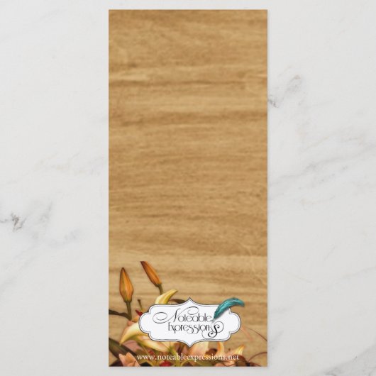 Rustiek Land Lily Waterverf Bruiloft Menu (Achterkant)