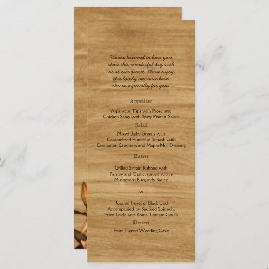 Rustiek Land Lily Waterverf Bruiloft Menu (Voorkant / Achterkant)