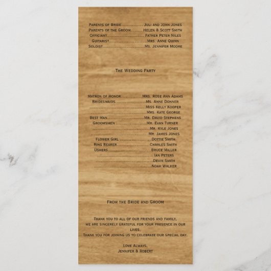 Rustiek land Lily Waterverf Trouwprogramma Programmakaart (Achterkant)