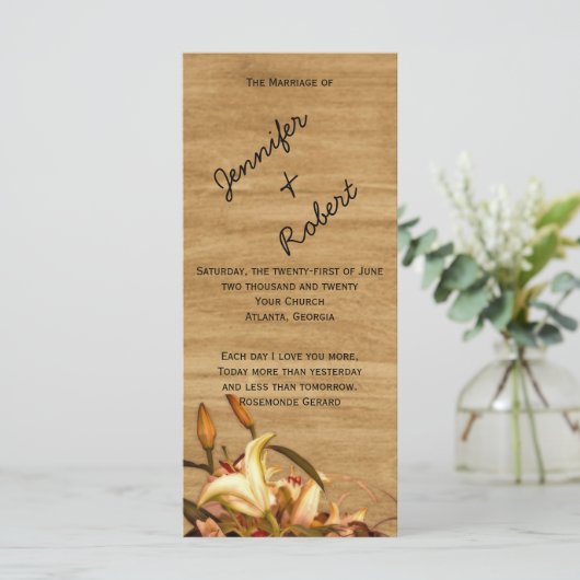 Rustiek land Lily Waterverf Trouwprogramma Programmakaart (Staand voorkant)