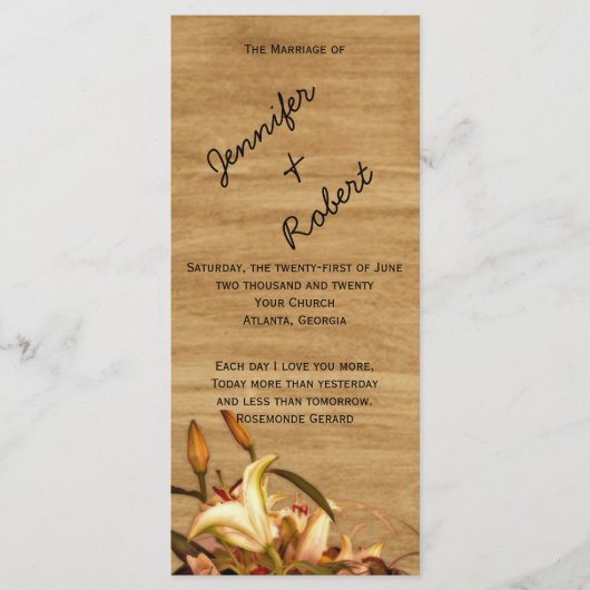 Rustiek land Lily Waterverf Trouwprogramma Programmakaart (Voorkant)