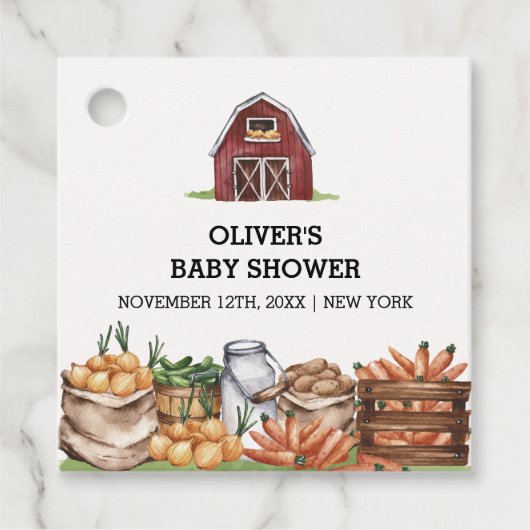 Rustiek land lokaal geteeld Veggie Baby shower Bedankjes Labels (Voorkant)