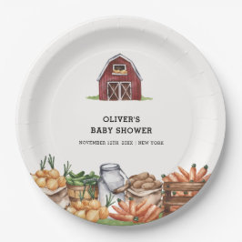 Rustiek land lokaal geteeld Veggie Baby shower Papieren Bordje