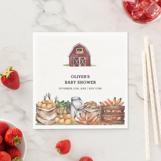 Rustiek land lokaal geteeld Veggie Baby shower Servet (Insitu)