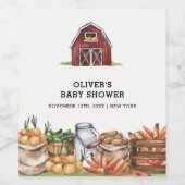 Rustiek land lokaal geteeld Veggie Baby shower Wijn Etiket (Enkel label)
