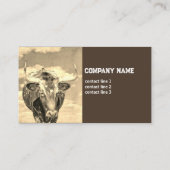 Rustiek Land Longhorn koe Sepia Tonen Visitekaartje (Achterkant)