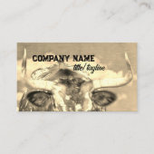 Rustiek Land Longhorn koe Sepia Tonen Visitekaartje (Voorkant)