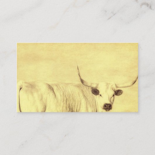 Rustiek land Longhorn koe  stijl sepia Visitekaartje (Achterkant)
