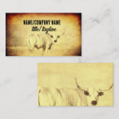 Rustiek land Longhorn koe  stijl sepia Visitekaartje (Voorkant / Achterkant)