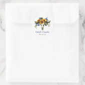 Rustiek Land Marine Blauw Zonnebloem Boho Ronde Sticker (Tas)
