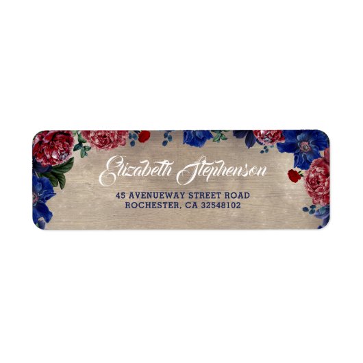 Rustiek Land Marine en Bourgondië Floral Etiket (Voorkant)