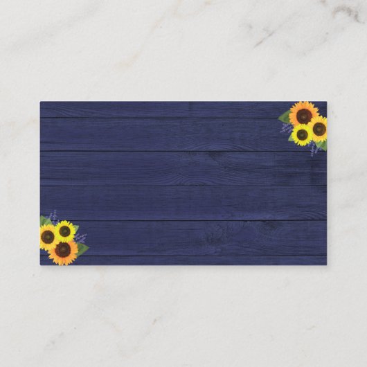 Rustiek Land Marine Zonnebloem Bruiloft Website Informatiekaartje (Achterkant)