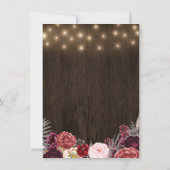 Rustiek Land Marsala Pioen Bruiloft Uitnodigingen (Achterkant)