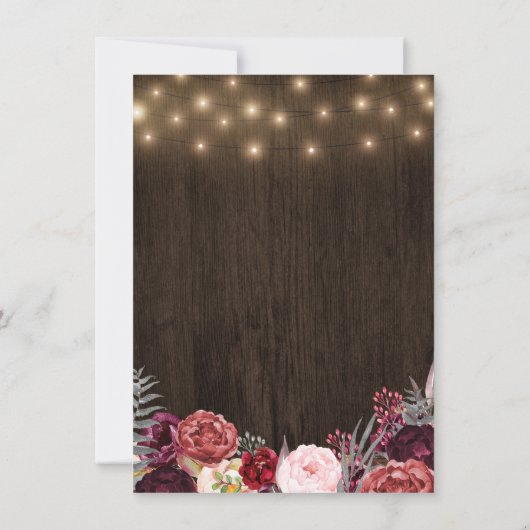 Rustiek Land Marsala Pioen Bruiloft Uitnodigingen (Achterkant)