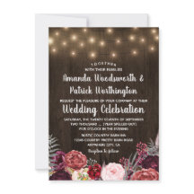 Rustiek Land Marsala Pioen Bruiloft Uitnodigingen