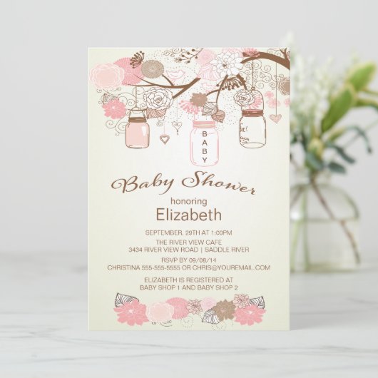 Rustiek Land Mason Jar Baby shower Kaart (Staand voorkant)