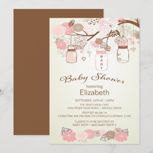 Rustiek Land Mason Jar Baby shower Kaart (Voorkant / Achterkant)