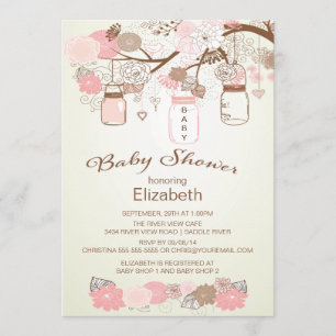 Rustiek Land Mason Jar Baby shower Kaart