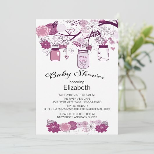 Rustiek Land Mason Jar Baby shower Kaart (Staand voorkant)